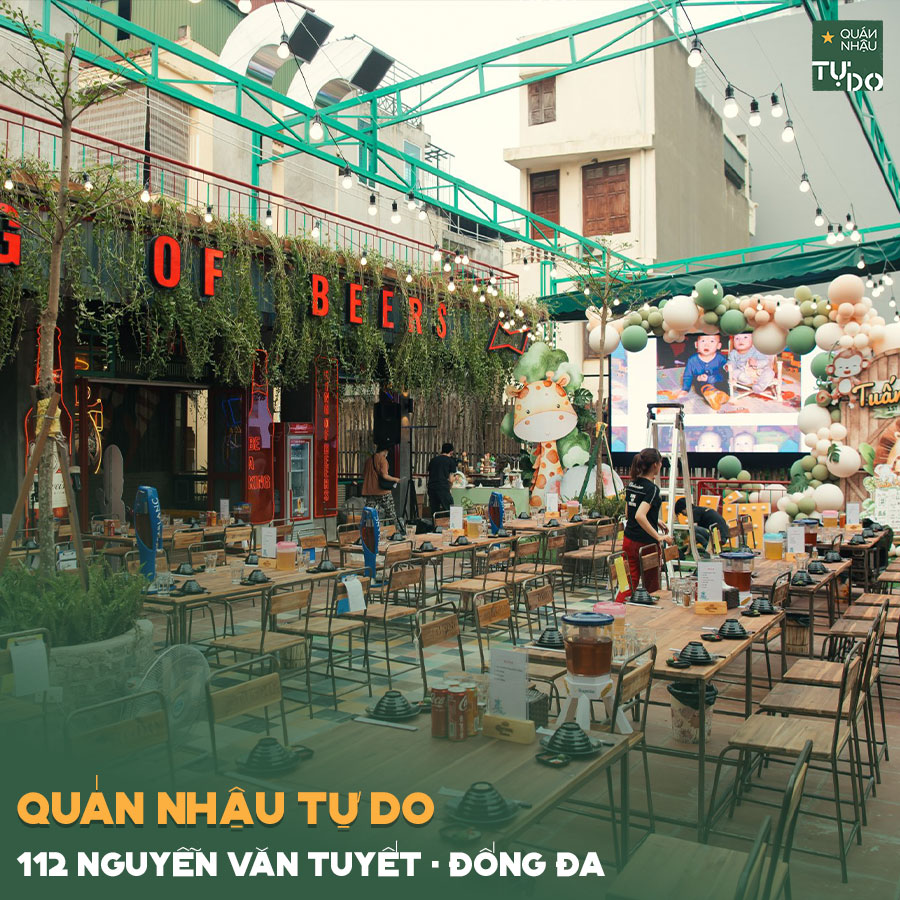 không gian quán nhậu tự do cơ sở 112 nguyễn văn tuyết
