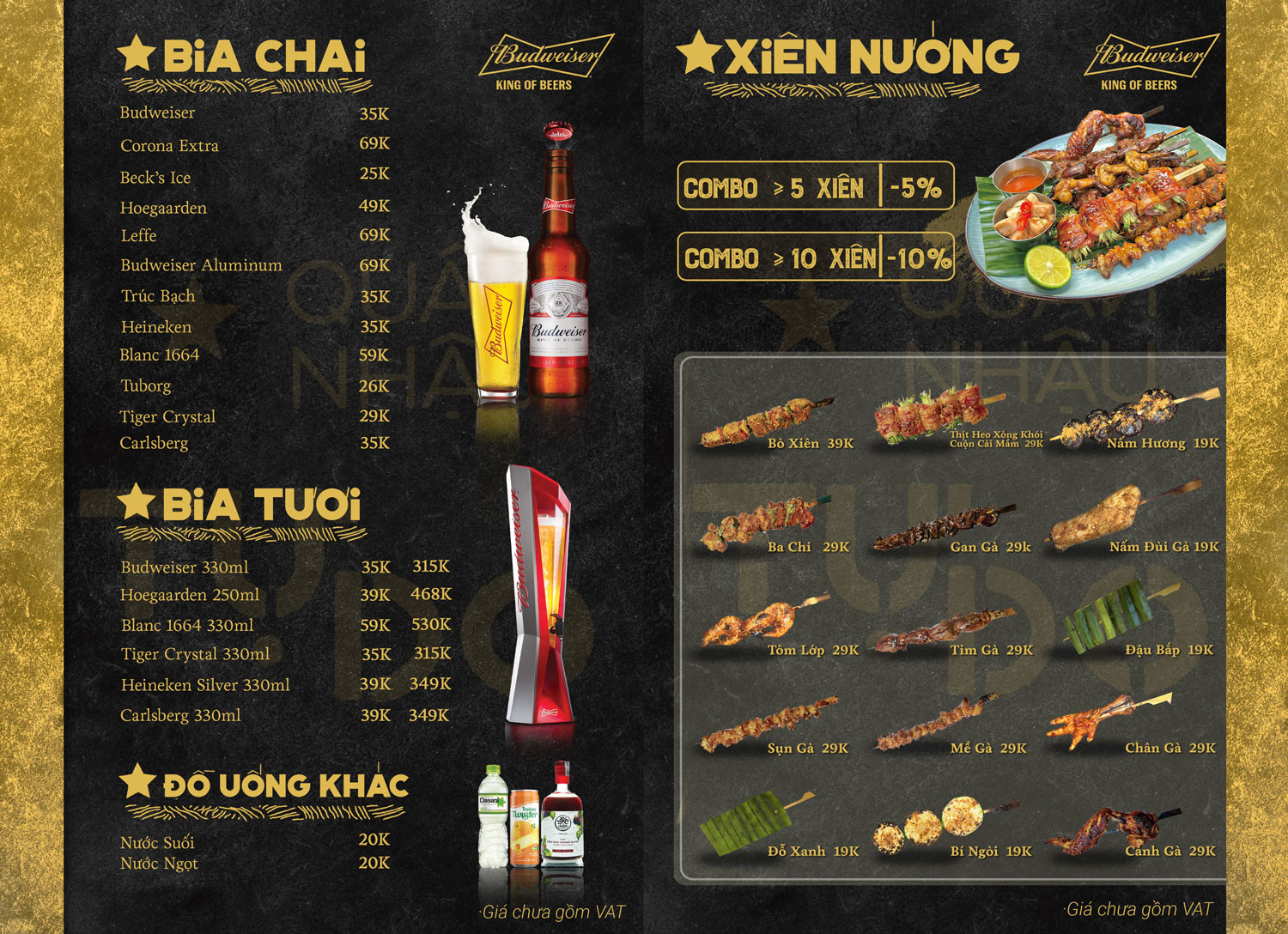 Thực đơn 2 menu quán nhậu tự do