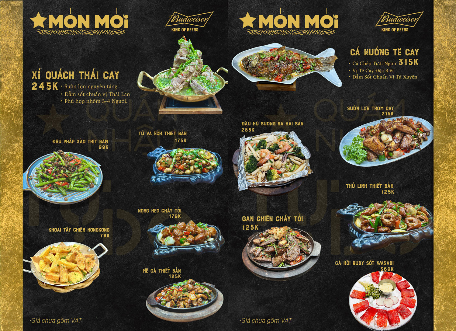 Thực đơn 3 menu quán nhậu tự do