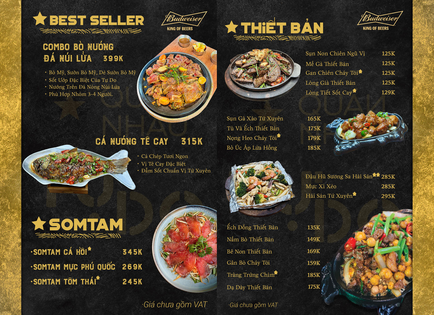 Thực đơn 6 menu quán nhậu tự do
