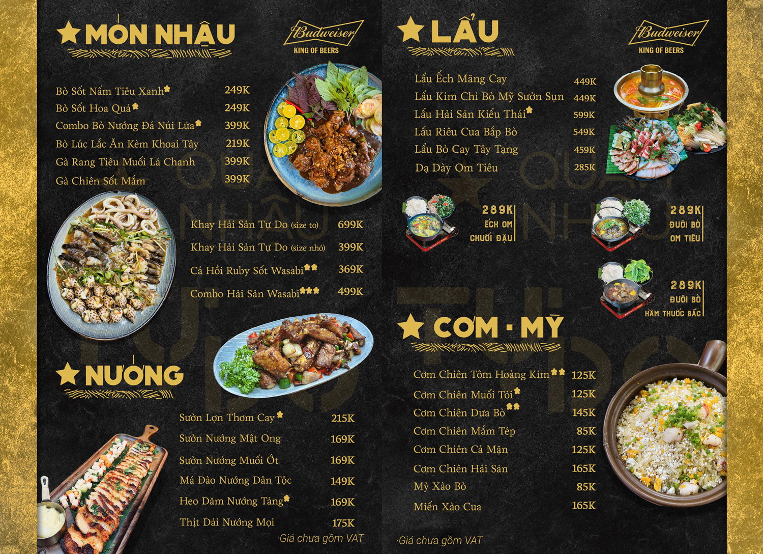 Thực đơn 9 menu quán nhậu tự do