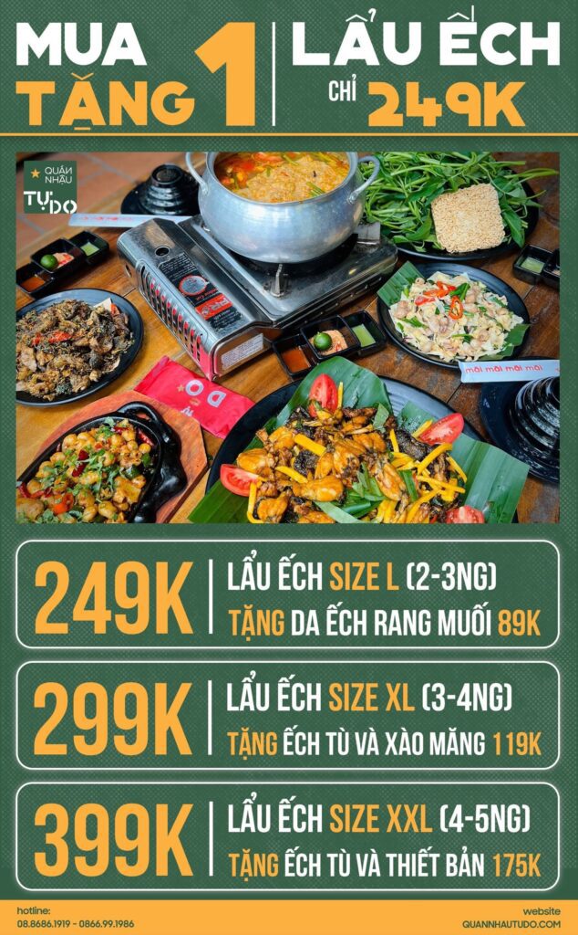 Đặt bàn 2 lẩu ếch