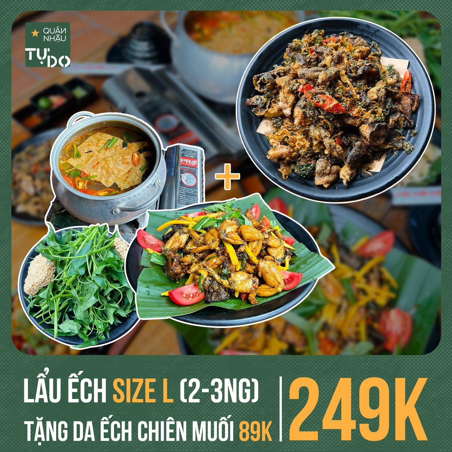 Lẩu Ếch chỉ 249k - Mua 1 tặng 1 2 lẩu ếch